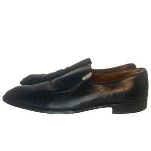 BALLY Arakis Loafers US 10 Styleflex Square Toe Solid Black Leather Formal Dress